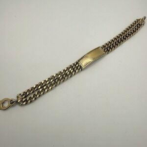 Vintage Speidel ID Bracelet Gold Tone Thick Double Link Chain Engravable 8"